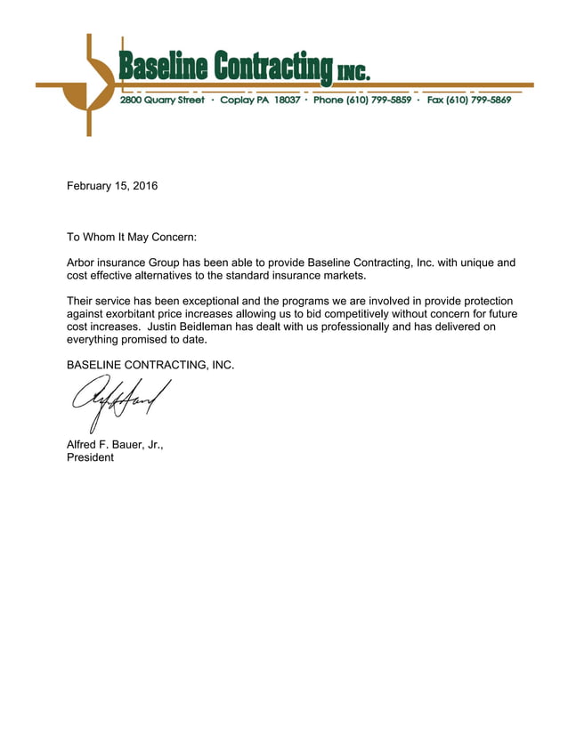 Baseline Contracting Testimonial | PDF