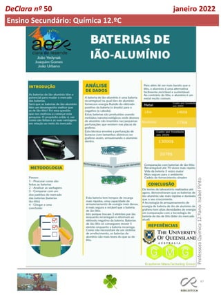 67
DeClara nº 50 janeiro 2022
Ensino Secundário: Química 12.ºC
Professora
Química
12.ºano:
Isabel
Pinto
 