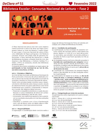 54
DeClara nº 51 Fevereiro 2022
Biblioteca Escolar: Concurso Nacional de Leitura – Fase 2
 