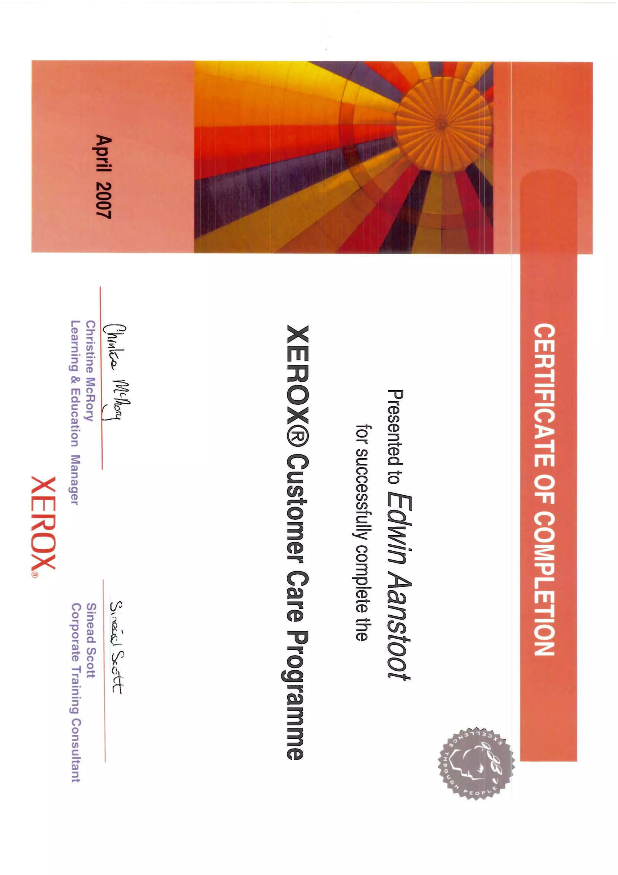 Xerox certification