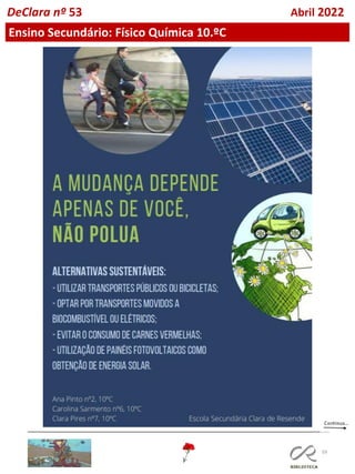 59
DeClara nº 53 Abril 2022
Ensino Secundário: Físico Química 10.ºC
 