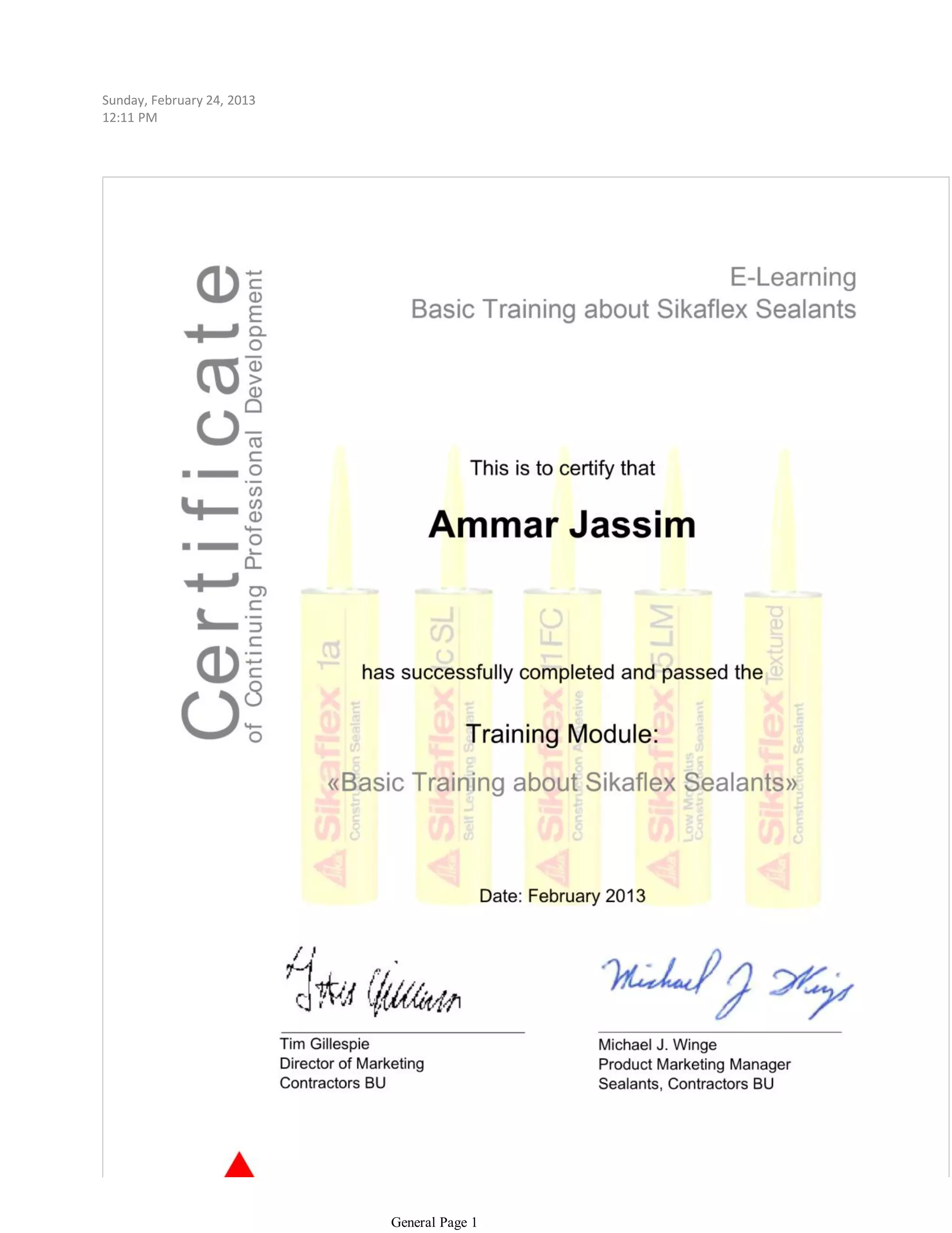 certificate basic joint sealant PDF