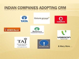 INDIAN COMPANIES ADOPTING CRM
& Many More….
 