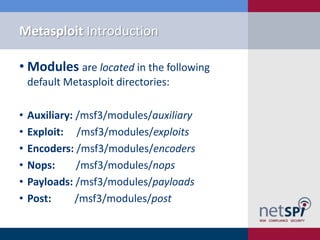 Metasploit Nops Module Explained DC612 Day - Hands on Penetration Testing 101 | PPTX