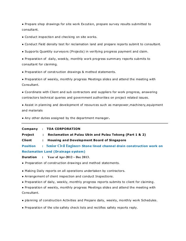 civil supervisor resume download