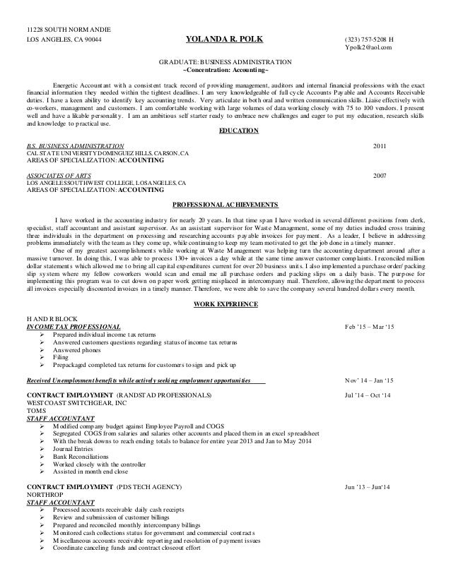 Resume STAFF ACCOUNTANT