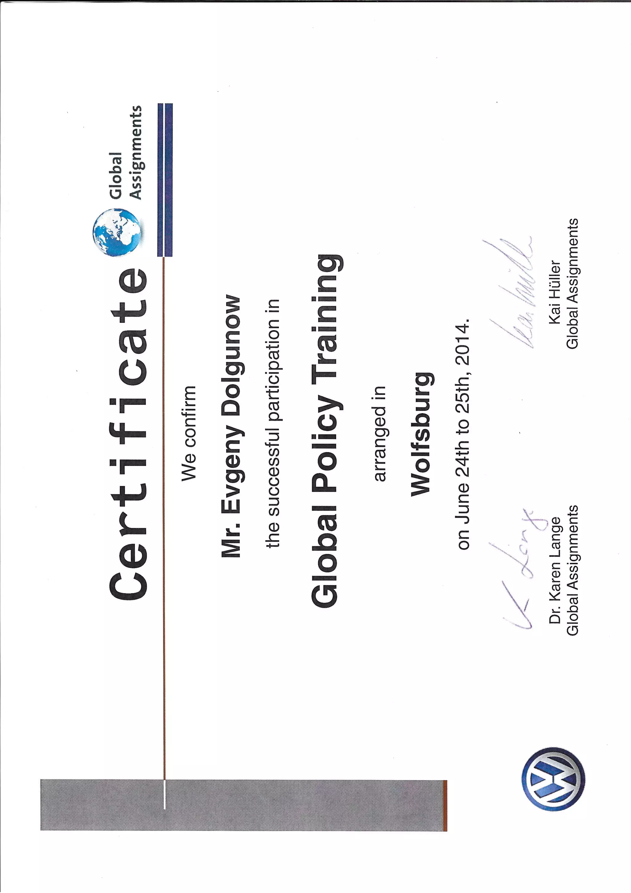 Certificate Global Assignments | PDF