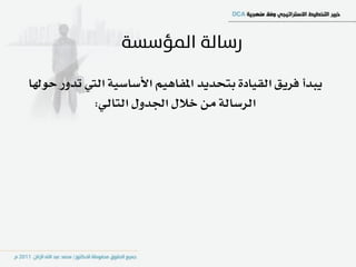 ‫ٜبدأ ؾسٜل ايكٝاد٠ بتشدٜد املؿاِٖٝ األضاضٝ١ اييت تدٚز سٛهلا‬
             ‫ايسضاي١ َٔ خالٍ اؾدٍٚ ايتايٞ:‬
 