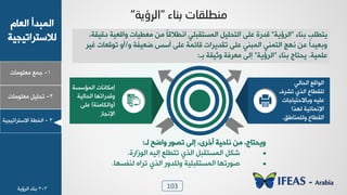 103
1-‫ـ٠ن‬‫ٟوٜ٪ٟدض‬
ٝ‫خٛود‬ ‫خٛ٠سذؤ‬
‫ٛالععشخظٰجٰص‬
2-ٰٜٚ‫ظذ‬‫ٟوٜ٪ٟدض‬
3-‫خٛخـص‬‫خالععشخظٰجٰص‬
‫ثٕبء‬ ‫ِٕغٍمبد‬"‫اٌرؤ٠خ‬"
‫ز٤دء‬ ‫ٯعـٜر‬"‫خٛشئٯص‬"،‫دٰٓٔص‬ ‫٩خٓوٰص‬ ‫ٟوـٰدض‬ ٢ٟ ً‫د‬ٓ‫خ٣ـال‬ ‫خٛ٠غعٔسٜٮ‬ ٰٜٚ‫خٛعذ‬ ٬ٜ‫ه‬ ‫ٓذسش‬
٩ ‫ػوِٰص‬ ‫ؤعظ‬ ٬ٜ‫ه‬ ‫ٓدج٠ص‬ ‫ظٔذٯشخض‬ ٬ٜ‫ه‬ ‫خٛ٠س٤ٮ‬ ‫خٛع٠٤ٮ‬ ‫٣٨ؿ‬ ٢‫ه‬ ً‫خ‬‫٩زوٰذ‬/‫ًٰش‬ ‫ظ٪ٓودض‬ ٩‫ؤ‬
‫هٜ٠ٰص‬.‫ز٤دء‬ ‫ٯذعدؾ‬"‫خٛشئٯص‬"‫زـ‬ ‫٩ؼٰٔص‬ ‫ٟوشُص‬ ٬ٛ‫ب‬:
‫خٛ٠اعغص‬ ‫بٟ٘د٣دض‬
‫٩ٓذسخظ٨د‬‫خٛذدٰٛص‬
(‫٩خٛ٘دٟ٤ص‬)٬ٜ‫ه‬
‫خإل٣جد‬‫ز‬
‫خٛذدٛٮ‬ ‫خٛ٪خٓن‬
ٍ‫ظشش‬ ‫خٛز٭‬ ‫ٜٛٔـدم‬
‫٩زدالدعٰدـدض‬ ٦ٰٜ‫ه‬
‫ٛ٨زخ‬ ‫خإل٣٠دجٰص‬
ْ‫٩ٜٛ٠٤دؿ‬ ‫خٛٔـدم‬.
‫ٛـ‬ ‫٩خػخ‬ ‫ظظ٪س‬ ٬ٛ‫ب‬ ،٫‫ؤخش‬ ‫٣ددٰص‬ ٢ٟ ،‫٩ٯذعدؾ‬:
„‫خٛ٪صخسش‬ ٦ٰٛ‫ب‬ ‫ظعـٜن‬ ‫خٛز٭‬ ٚ‫خٛ٠غعٔس‬ ٚ٘‫ش‬.
„‫ٛ٤ِغ٨د‬ ٥‫ظشخ‬ ‫خٛز٭‬ ‫٩ٜٛذ٩س‬ ‫خٛ٠غعٔسٰٜص‬ ‫ط٪سظ٨د‬.
3-3‫ز٤دء‬‫خٛشئٯص‬
 