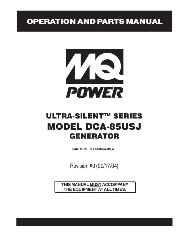 Dca 85 Usj Operating Manual Dca 85 Usj Operating Manual