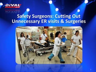 Safety Surgeons: Cutting Out
Unnecessary ER visits & Surgeries
7
 