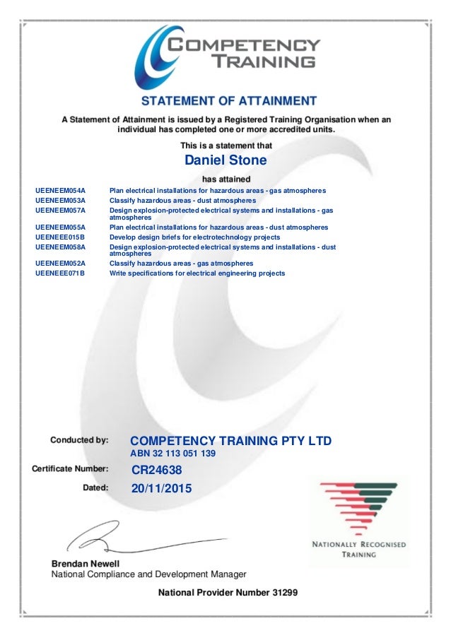 DanielStoneHazardous Area Classification and Designcertificate