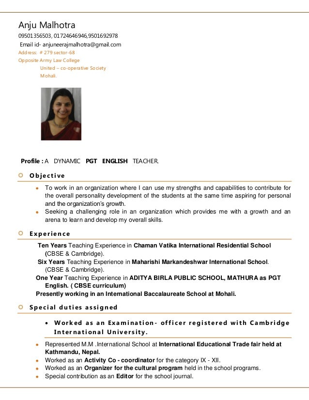 IB certified Resume - Ib Certified Resume 1 638