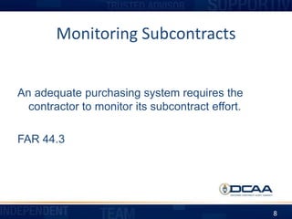 DCAA - Monitoring Subcontracts | PPTX