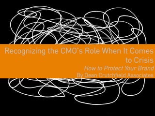 Recognizing the CMO's Role When It Comes
                                 to Crisis
                      How to Protect Your Brand
                    By Dean Crutchfield Associates
 