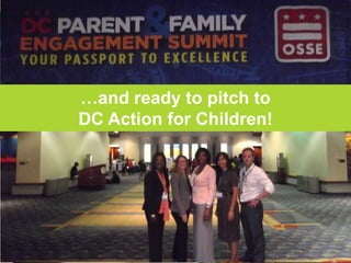 ”
“
The Legislative Playbook…
… is a responsive design website where
Council Members can use both DCA4C’s
data and the real-time feedback of
constituents to make informed policy
decisions on issues that affect DC’s most
vulnerable residents; children.
…and ready to pitch to
DC Action for Children!
 