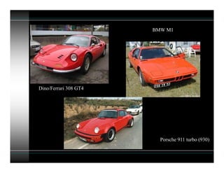Dino/Ferrari 308 GT4
BMW M1
Porsche 911 turbo (930)
 