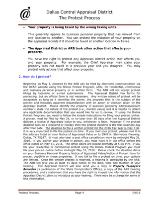 Dallas Central Appraisal District The Protest Process PDF