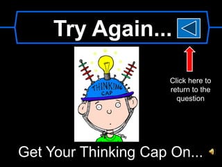 Try Again...
Get Your Thinking Cap On...
Click here to
return to the
question
 