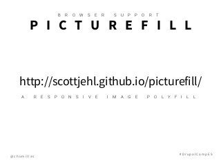 @ c h u m i l l a s
# D r u p a l C a m p E S
P I C T U R E F I L L
B R O W S E R S U P P O R T
A R E S P O N S I V E I M A G E P O L Y F I L L
http://scottjehl.github.io/picturefill/
 