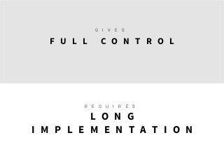 F U L L C O N T R O L
L O N G
I M P L E M E N T A T I O N
G I V E S
R E Q U I R E S
 