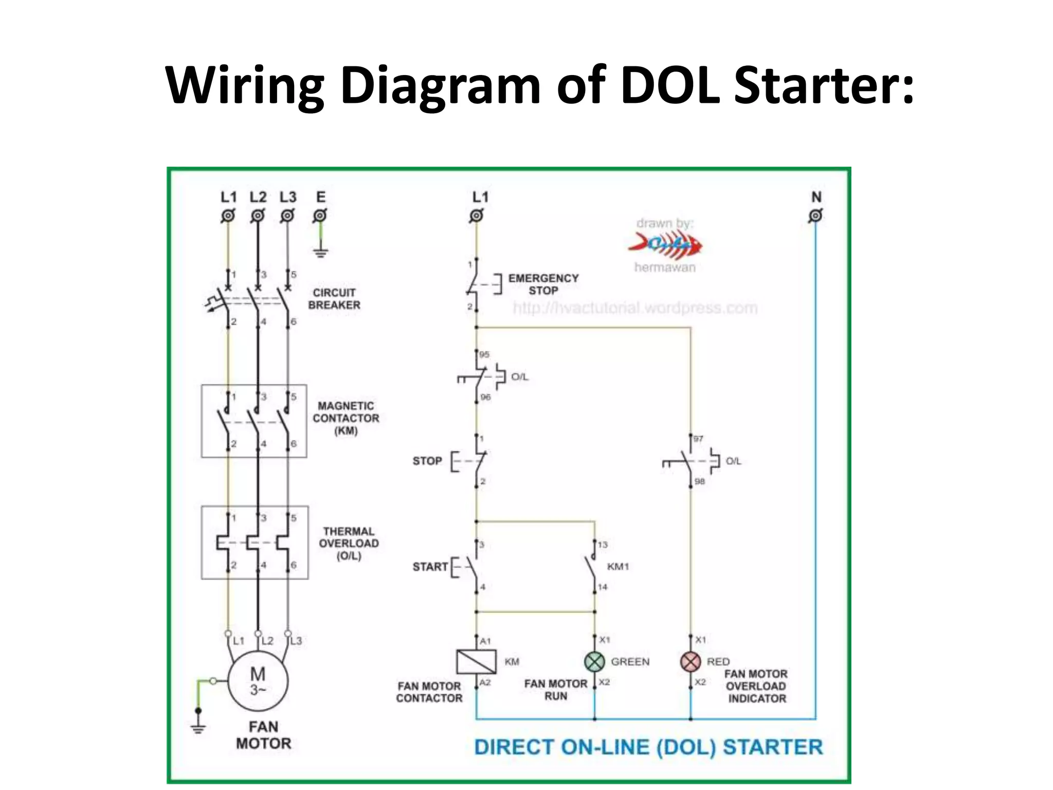 Wiring Diagram of DOL Starter: