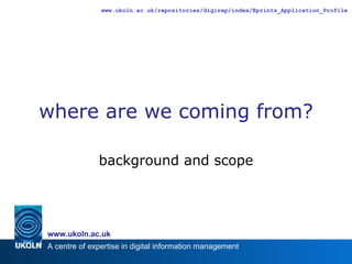 where are we coming from? background and scope 