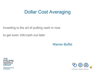 Dollar Cost Averaging Warren Buffet Investing is the art of putting cash in now to get even  more  cash out later 