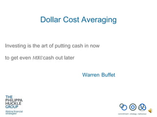 Dollar Cost Averaging Warren   Buffet Investing is the art of putting cash in now to get even  more  cash out later 