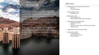 SCADAand hydraulic modelling is poorlyintegratedin theWater
UtilityIT ecosystem.In thesameway,few Water Utilities has got a real
integration betweenoperationalandcommercialsystems toassure
theresponsein front ofnetwork criticalevents
Operationalawarenessis a difficult job for Utilities.Onlythebig ones
haveinvested in RealTimeNetwork monitoring and eventdetection.
Therest haveserious difficulties toobtain an integrated vision trough
dashboarding
There’s nostandardprocedures tocollect,treat,storageand analyze
operationaldata.Under thesecircumstancesis difficult for Water
Utilities tofacechallenges likeleak detection,sectorization andother
techniques that makethempossibletooptimizeshortand long term
operation.
Related to
OPERATION
HOW TO REACT…
• Monitoring events on the networkto identify anomalies
• Real Time
• Historical perspective
• Calculating hydraulic balances
• DMA balances map
• Monitoring water quality
• Monitoring points map
• Access to analytics results (realtime and evolution)
• Integrating data in water supply modelling
• Water demand allocation
• Fire flows
• Water mix (sources mapping, homogeneous areas mapping…)
• Water persistence
• Integrating data in sewer and drainage modelling
• Simulating water networks
• Valve isolation trace
• Upstream-Downstream trace
• Flow accumulation
 