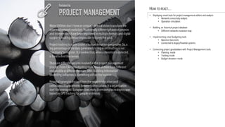 Water Utilities don’t havean uniquehistoricalvision toanalyzethe
asset and network evolution.Traditionallydifferent phases ofprojects
and interventions havebeen registered in multipleformats and digital
supports,makingalmost impossibletoquerythepast.
Project tracking is madeunder a budgetdeviation perspective.So,a
big percentageofthedata generatedduringa constructionis not
“necessary”toregister.It provokes that,whena deviation is detected,
is hard tofind thecauses
Therearedifferent systems involved in theproject management
process.FromCAD tobudgeting tools,most ofthemhavedifferent
responsibleor different formats.BIM(Building Information
Modelling) adoption is somethingstillon thehorizon…
Potentialsynergies derived fromtheresources location and
continuous displacements betweenconstructions in a organization
don’t beleveraged.European laws makethemcomplextodeployapps
based on GPS tracking for peopleor devices
Related to
PROJECT MANAGEMENT
HOW TO REACT…
• Deploying smart tools for project management editors and analysts
• Networkconnectivity analysis
• Operation simulation
• Building an historical project database
• Different networks evolution map
• Implementing smart budgeting tools
• Based on Geo tools
• Connected to legacy/finantial systems
• Connecting project geodatabase with Project Management tools
• Planning mode
• Tracking mode
• Budget deviation mode
 