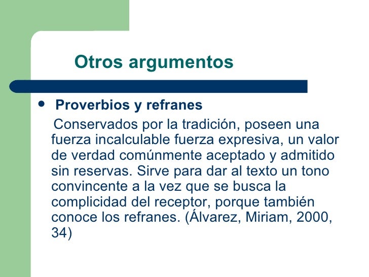 Tipos De Argumentos De Proverbios Y Refranes Ejemplos