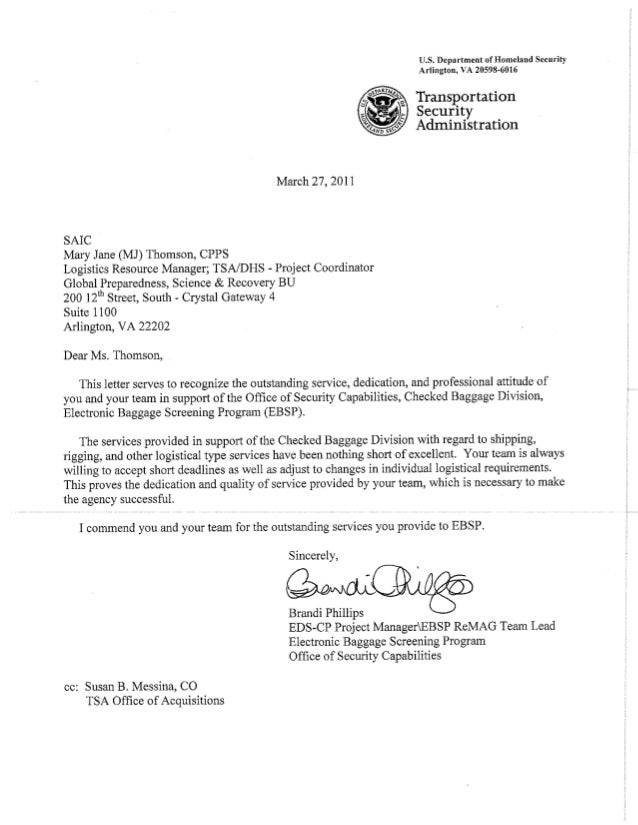 Letter of Commendation