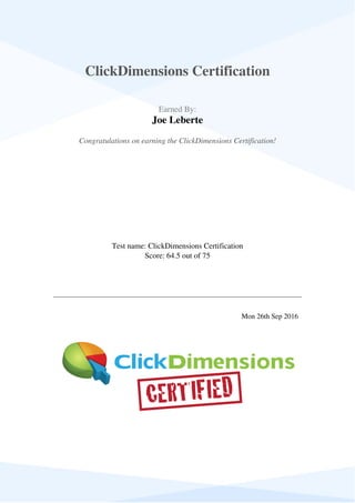 ClickDimensions Certification | PDF