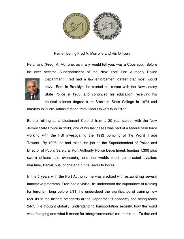 Remembering Fred V Morrone