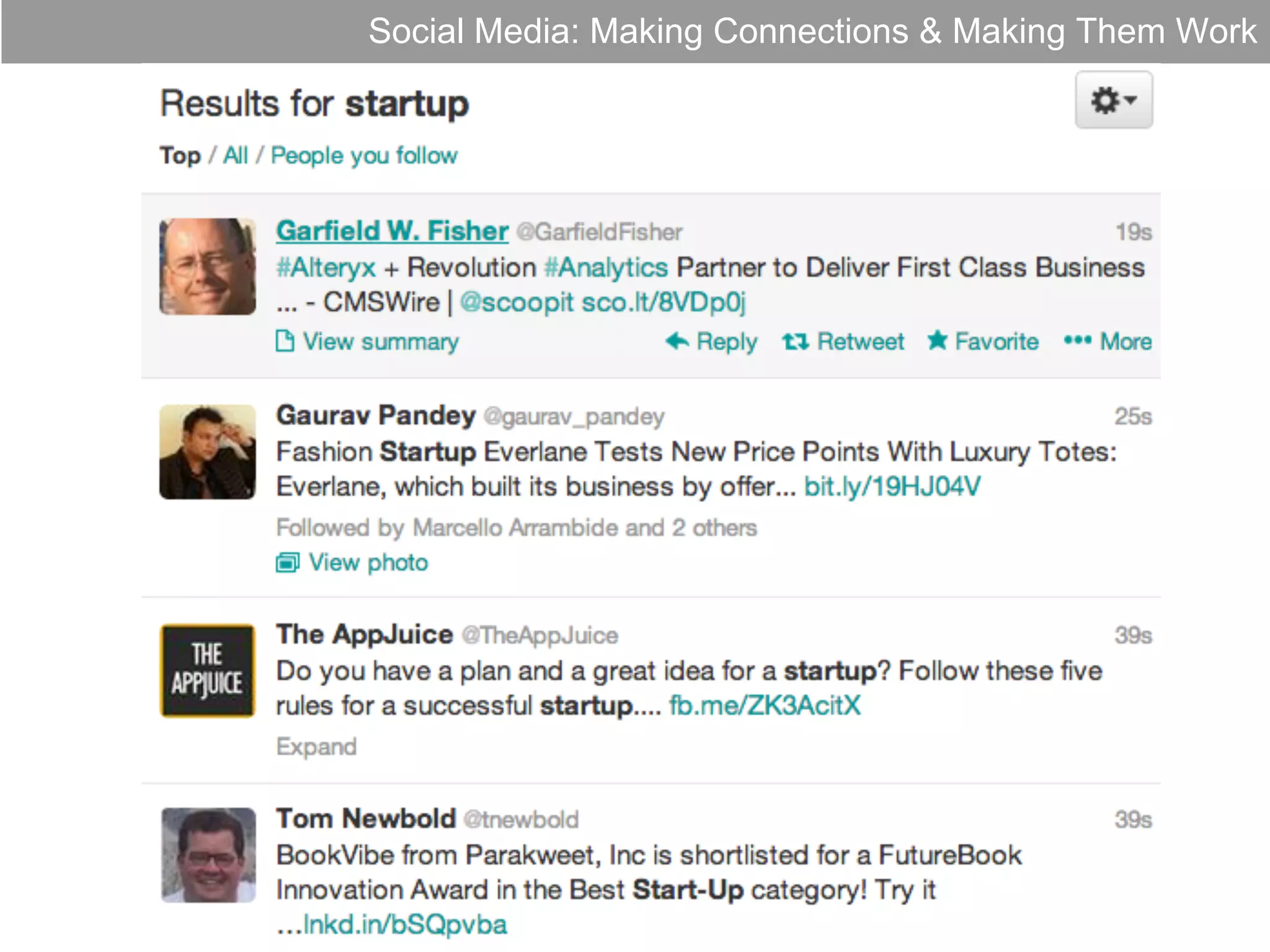 Social Media: Making Connections & Making Them Work

 