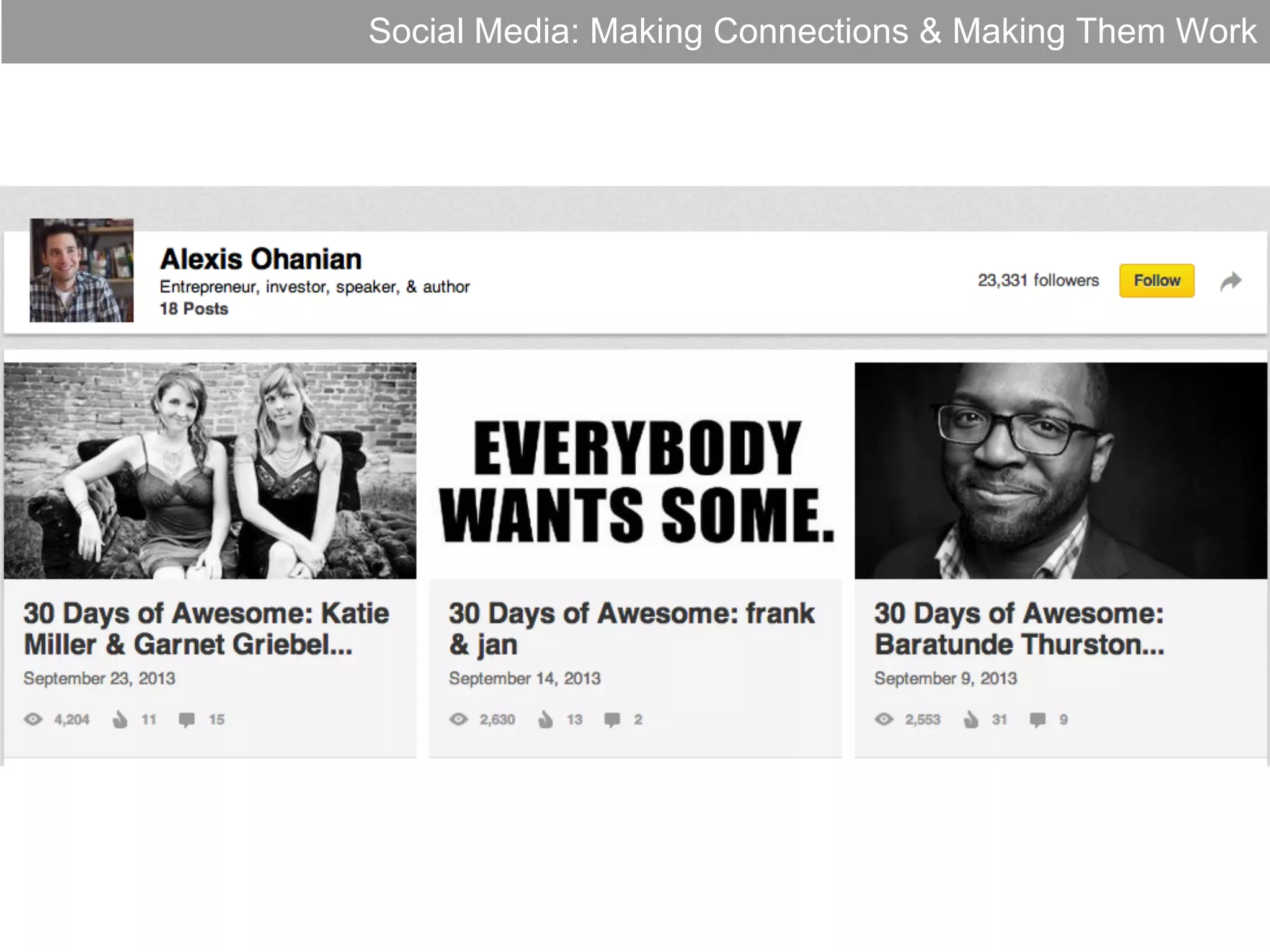 Social Media: Making Connections & Making Them Work

 