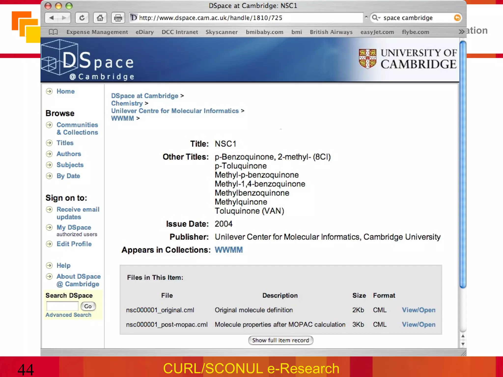 a centre of expertise in data curation and preservation




44   CURL/SCONUL e-Research
 