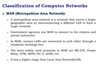 Network Classification Man Fundamentals of Data Communication and Computer Networks | PPT