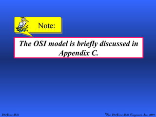 McGraw-Hill ©The McGraw-Hill Companies, Inc., 2004
The OSI model is briefly discussed in
Appendix C.
Note:Note:
 