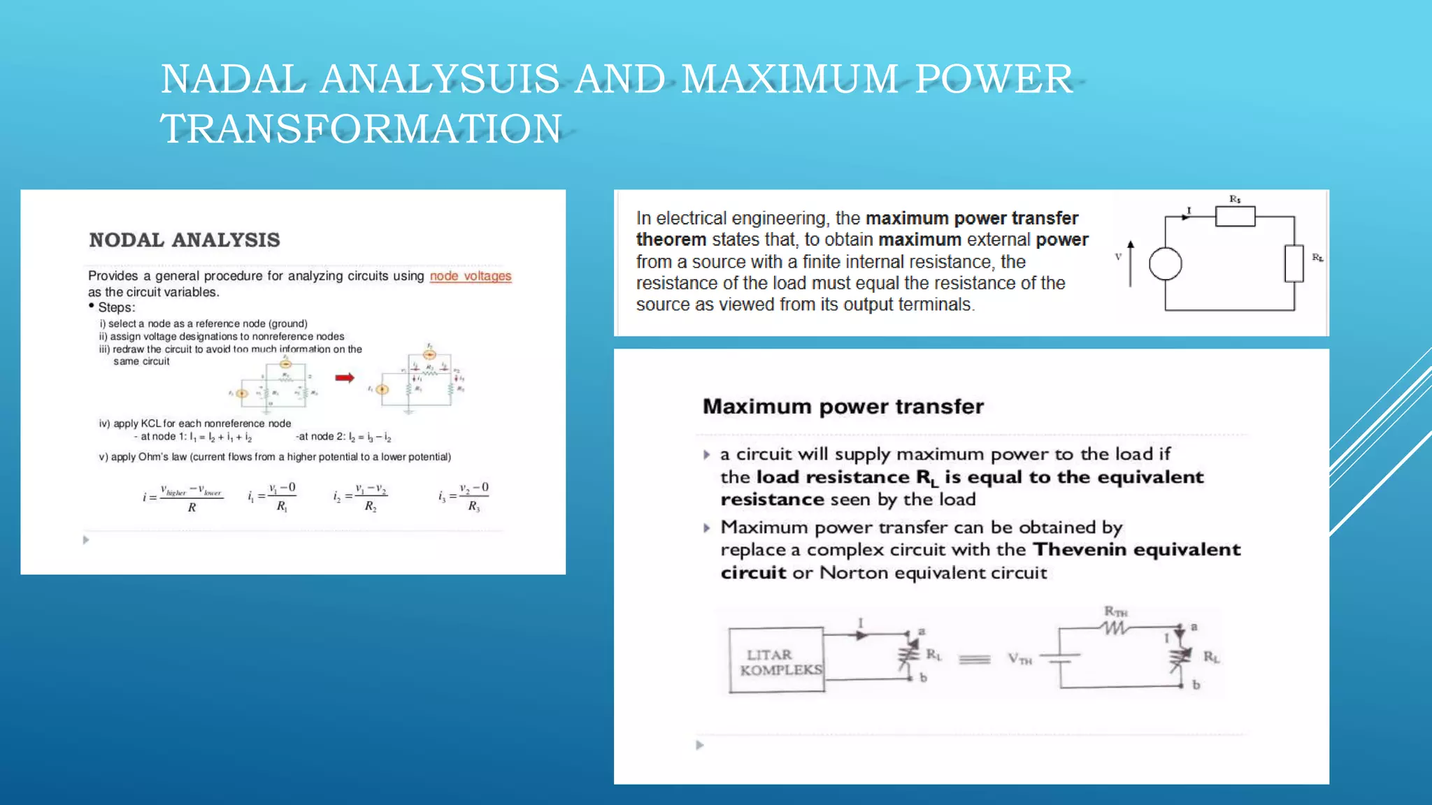 NADAL ANALYSUIS AND MAXIMUM POWER
TRANSFORMATION
 