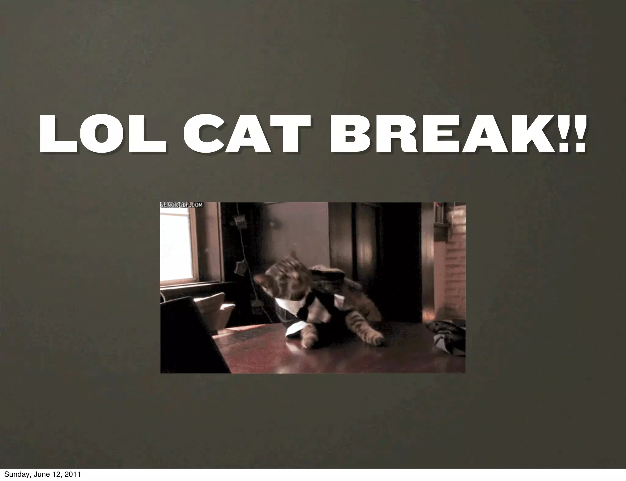 LOL CAT BREAK!!




Sunday, June 12, 2011
 