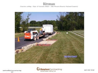 Rittman Concrete curbing – Dept. of Veterans Affairs – Ohio Western Reserve National Cemetery 