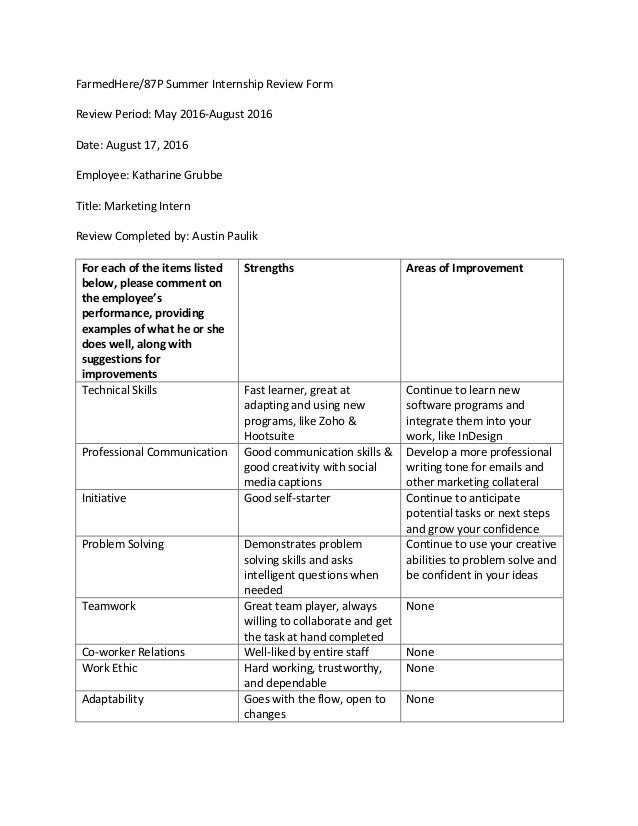 KG Summer Internship Review Form 2 