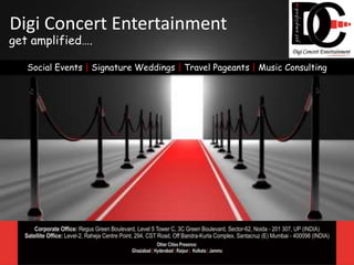 Social Events | Signature Weddings | Travel Pageants | Music Consulting
Digi Concert Entertainment
get amplified….
 