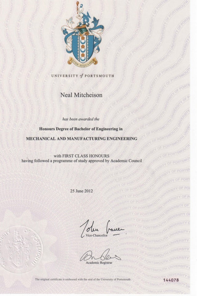 University of Portsmouth BEng (Hons) Mechanical and Manufacturing E…
