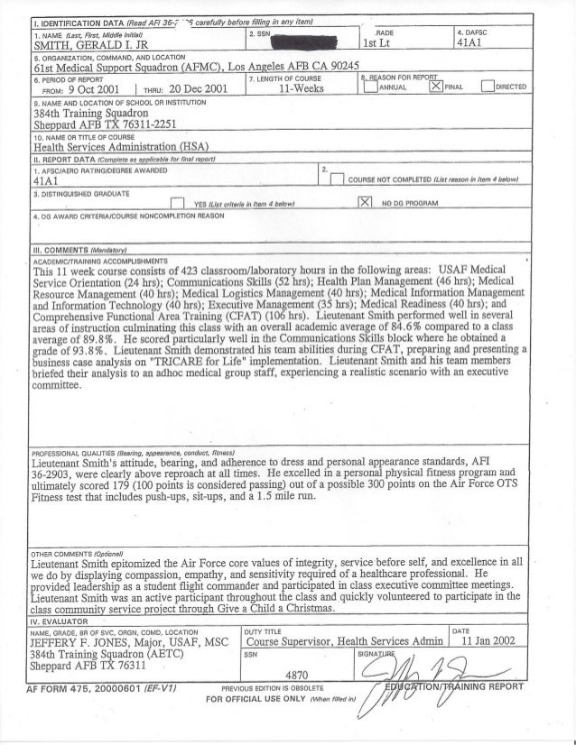 training report from air force health services air force incident report form