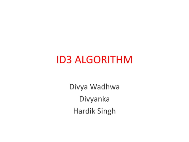 ID3 ALGORITHM | PPT