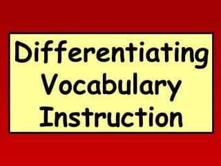 Differentiating
Vocabulary
Instruction

 