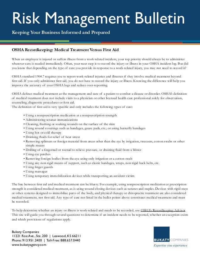 OSHA Medical vs First Aid